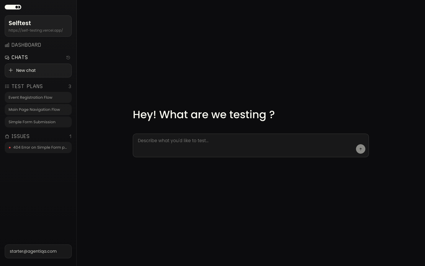 The Agentiqa app workspace where you brief the Assistant